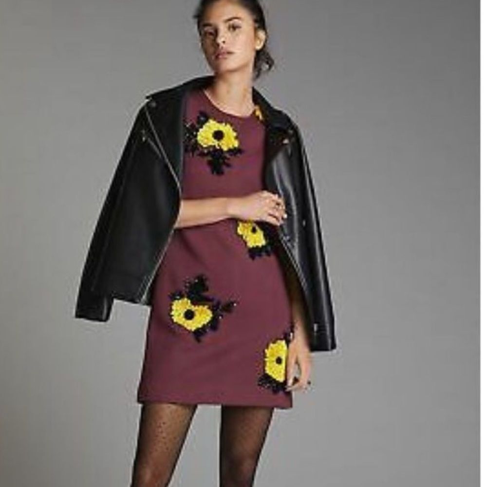 Anthropologie Sequined Shift Mini Dress Dhruv Kapoor Embellished-F13